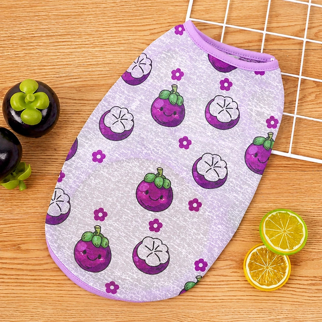 Pet Vest for Dogs and Cats – Cartoon Fruit Print Polyester Apparel