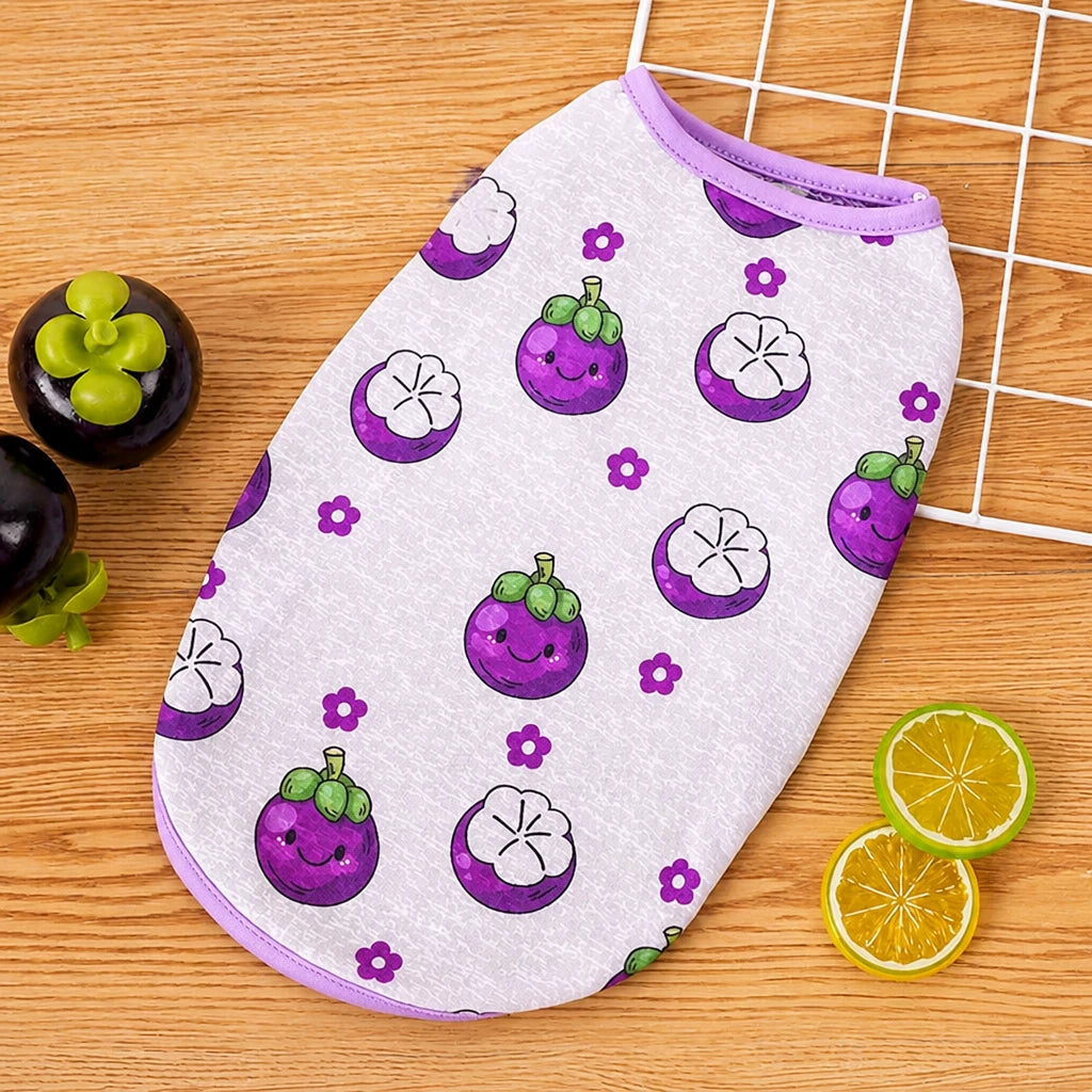Pet Vest for Dogs and Cats – Cartoon Fruit Print Polyester Apparel