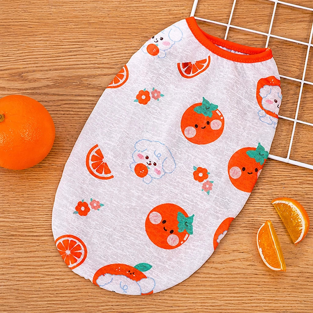 Pet Vest for Dogs and Cats – Cartoon Fruit Print Polyester Apparel