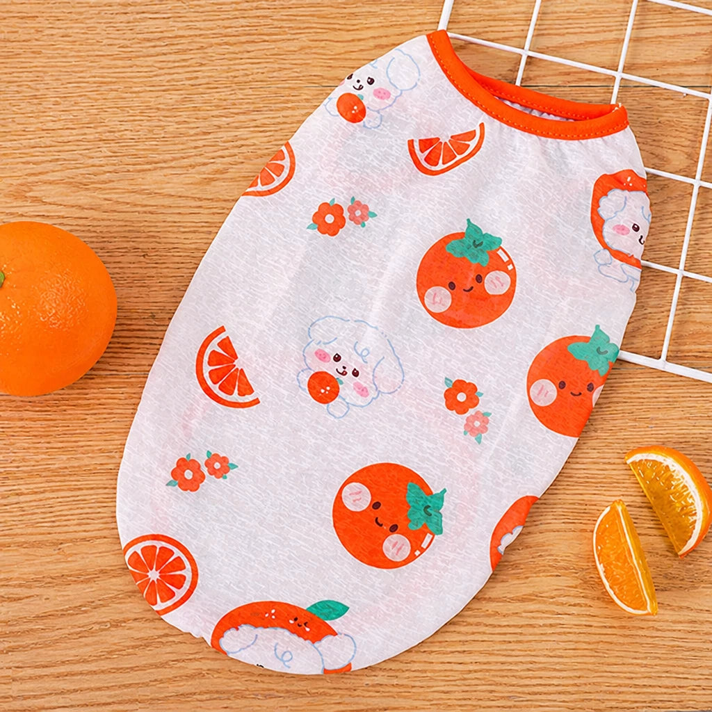 Pet Vest for Dogs and Cats – Cartoon Fruit Print Polyester Apparel