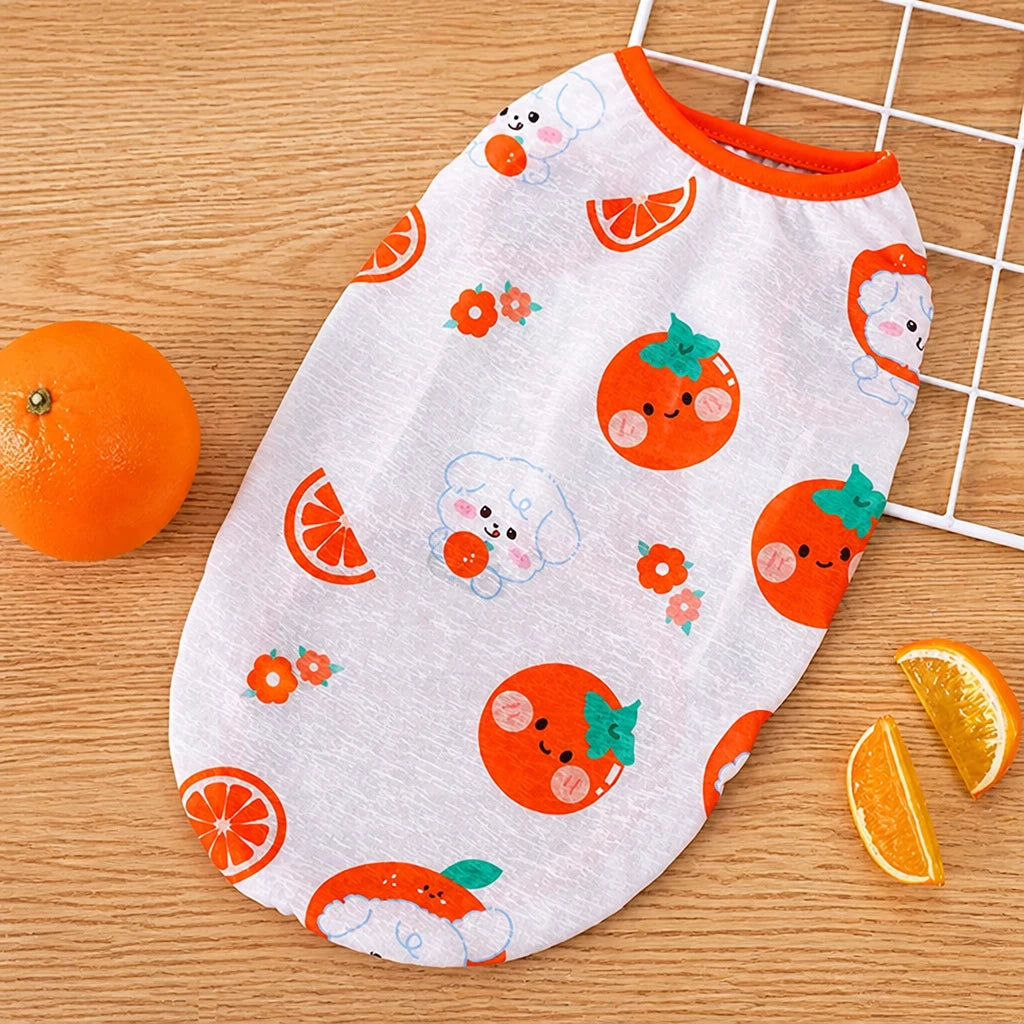 Pet Vest for Dogs and Cats – Cartoon Fruit Print Polyester Apparel