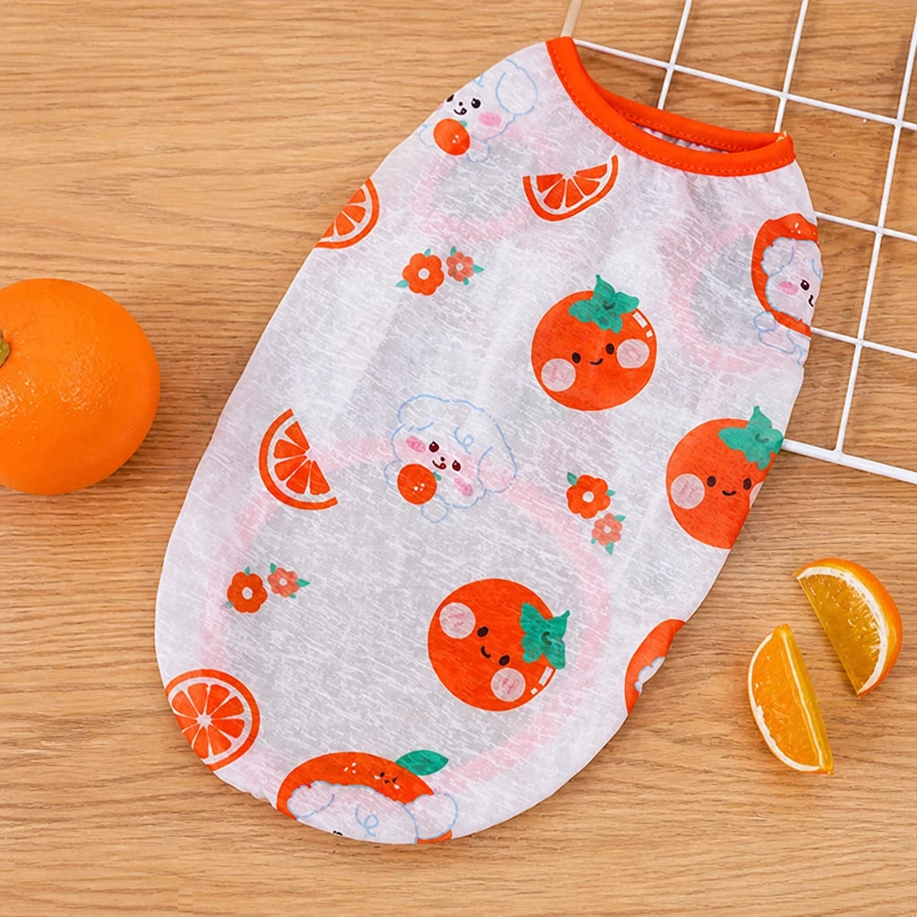 Pet Vest for Dogs and Cats – Cartoon Fruit Print Polyester Apparel