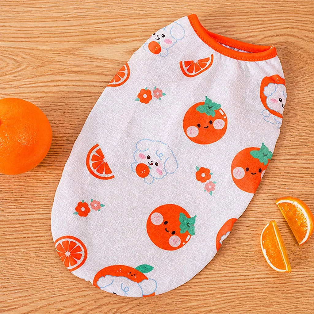 Pet Vest for Dogs and Cats – Cartoon Fruit Print Polyester Apparel