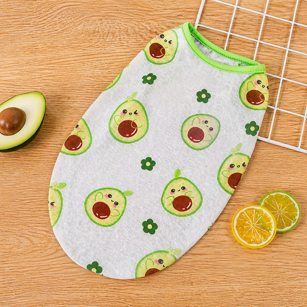 Pet Vest for Dogs and Cats – Cartoon Fruit Print Polyester Apparel