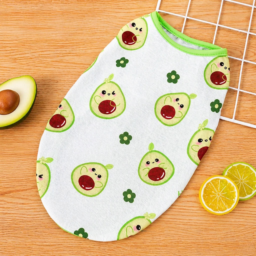 Pet Vest for Dogs and Cats – Cartoon Fruit Print Polyester Apparel