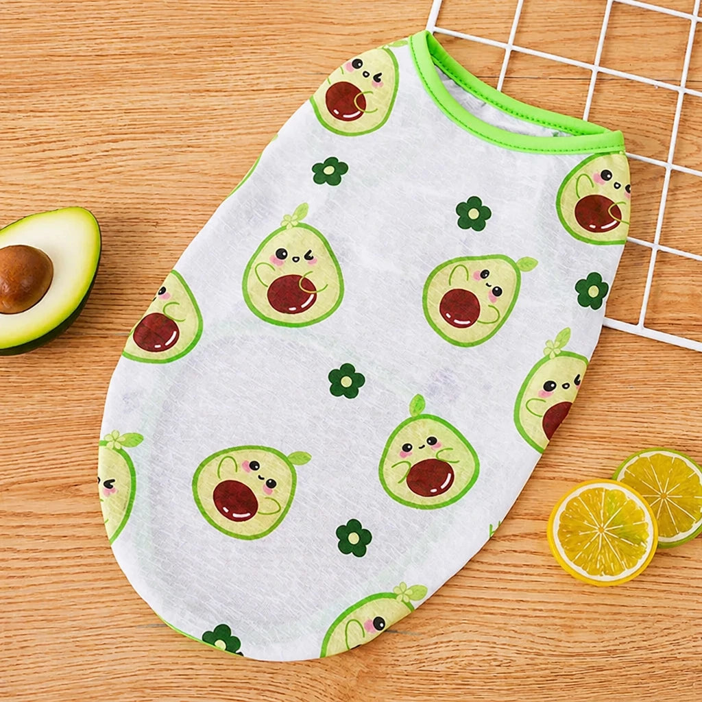 Pet Vest for Dogs and Cats – Cartoon Fruit Print Polyester Apparel