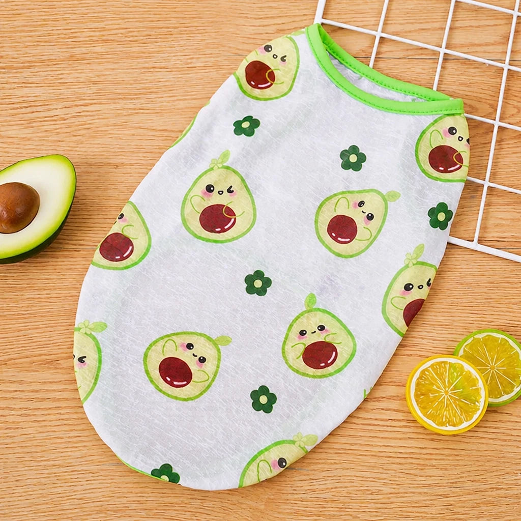 Pet Vest for Dogs and Cats – Cartoon Fruit Print Polyester Apparel