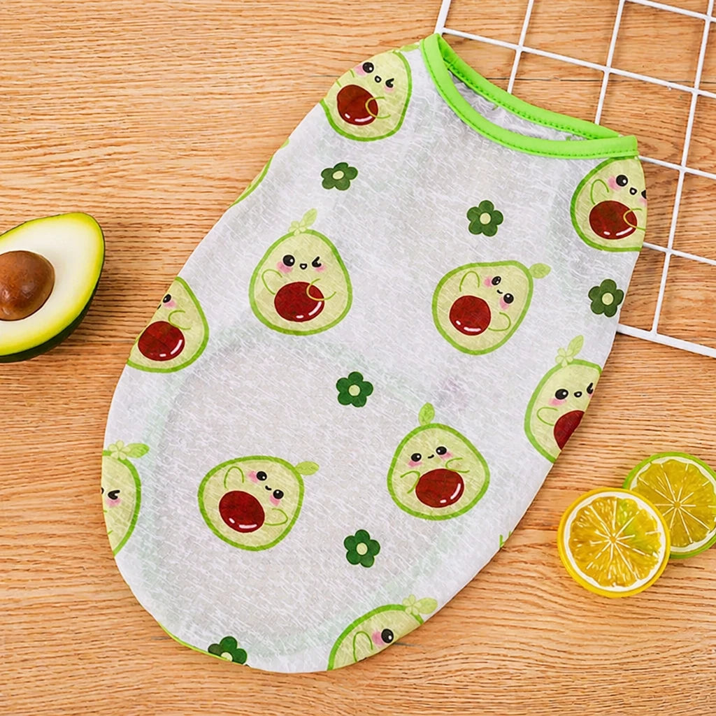 Pet Vest for Dogs and Cats – Cartoon Fruit Print Polyester Apparel