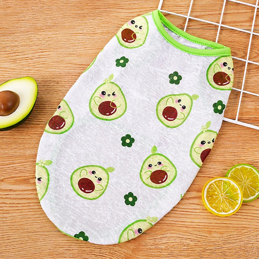 Pet Vest for Dogs and Cats – Cartoon Fruit Print Polyester Apparel