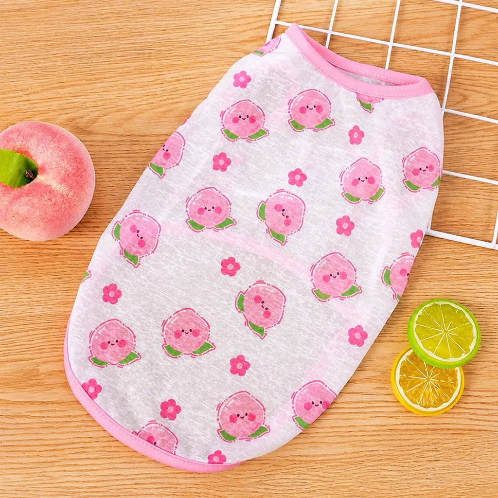 Pet Vest for Dogs and Cats – Cartoon Fruit Print Polyester Apparel