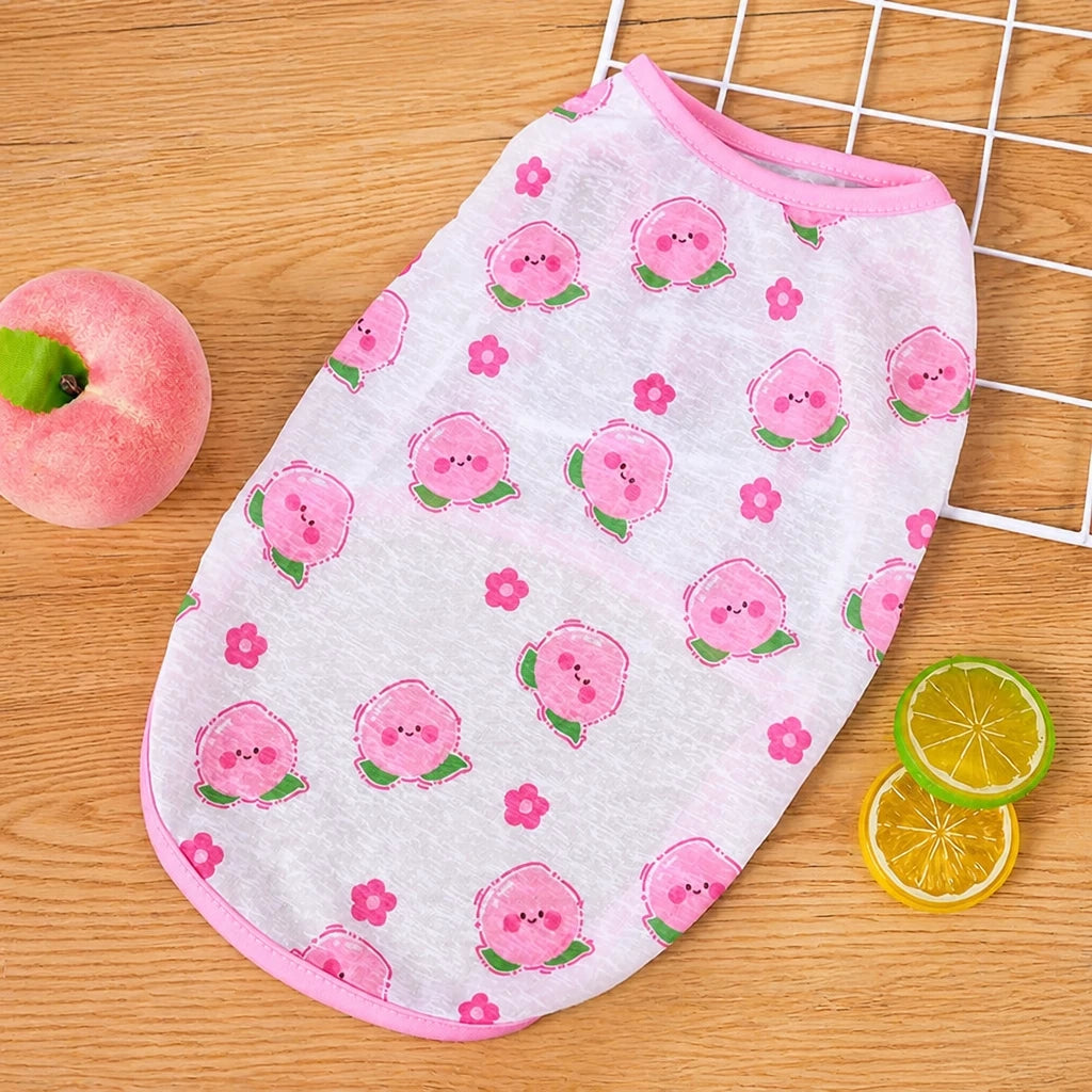Pet Vest for Dogs and Cats – Cartoon Fruit Print Polyester Apparel