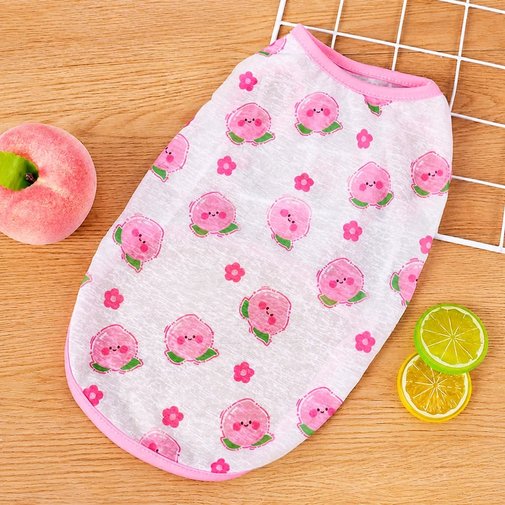 Pet Vest for Dogs and Cats – Cartoon Fruit Print Polyester Apparel