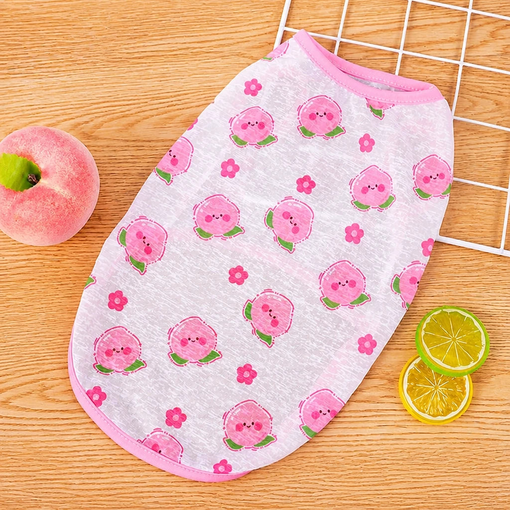 Pet Vest for Dogs and Cats – Cartoon Fruit Print Polyester Apparel