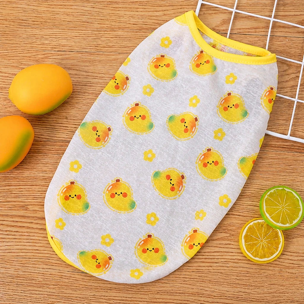 Pet Vest for Dogs and Cats – Cartoon Fruit Print Polyester Apparel