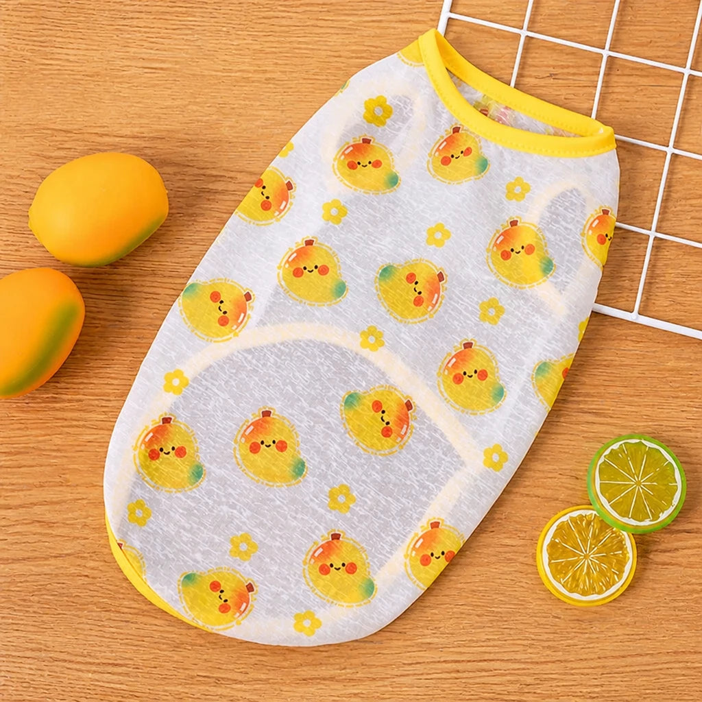 Pet Vest for Dogs and Cats – Cartoon Fruit Print Polyester Apparel