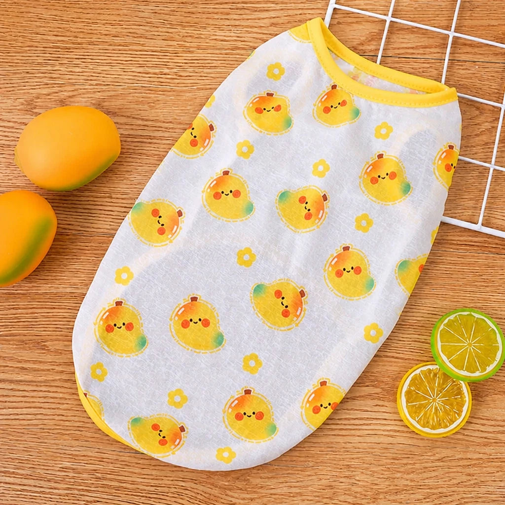 Pet Vest for Dogs and Cats – Cartoon Fruit Print Polyester Apparel
