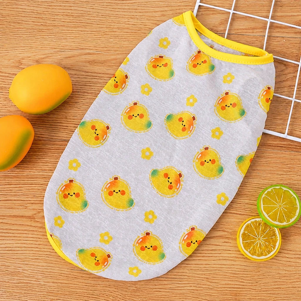 Pet Vest for Dogs and Cats – Cartoon Fruit Print Polyester Apparel
