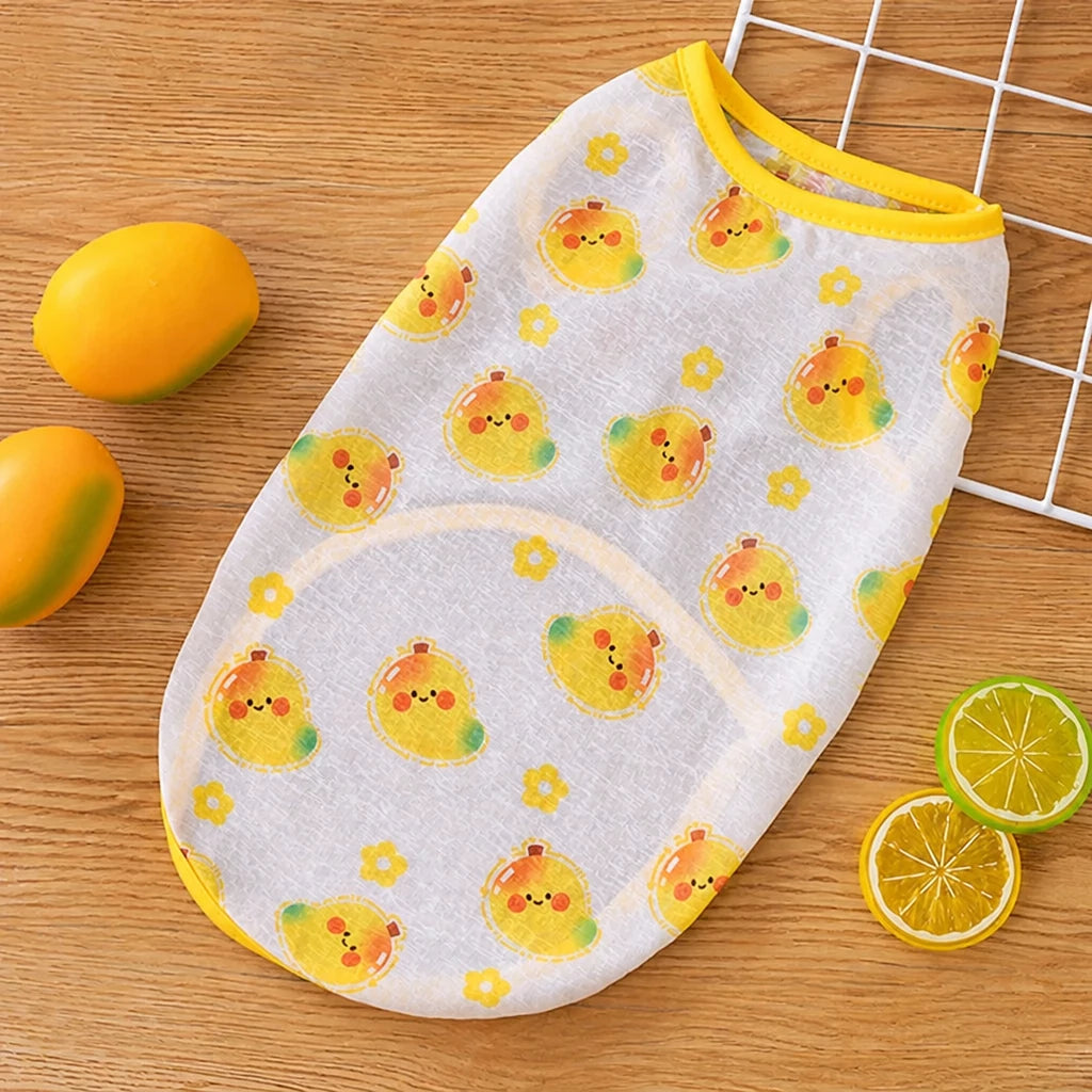 Pet Vest for Dogs and Cats – Cartoon Fruit Print Polyester Apparel