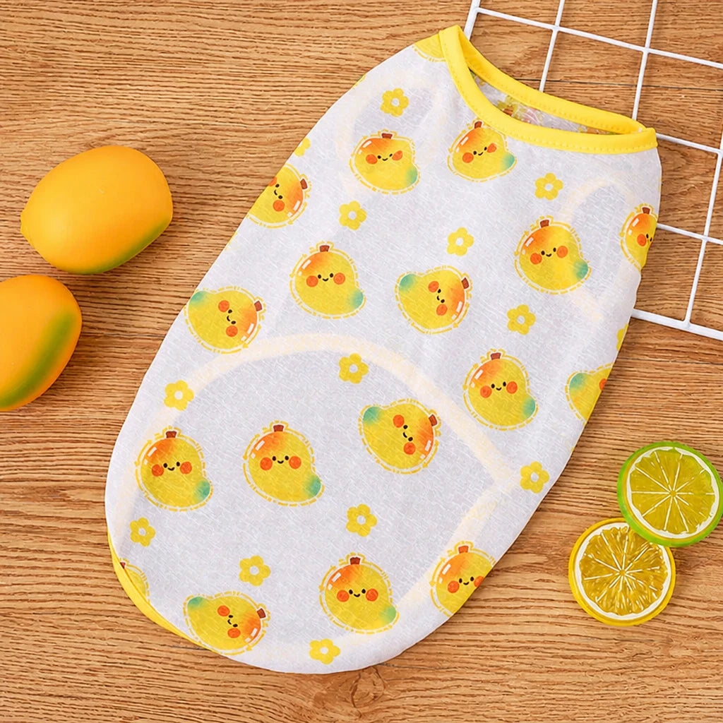 Pet Vest for Dogs and Cats – Cartoon Fruit Print Polyester Apparel