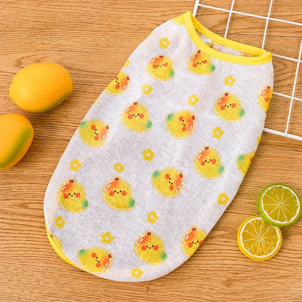 Pet Vest for Dogs and Cats – Cartoon Fruit Print Polyester Apparel