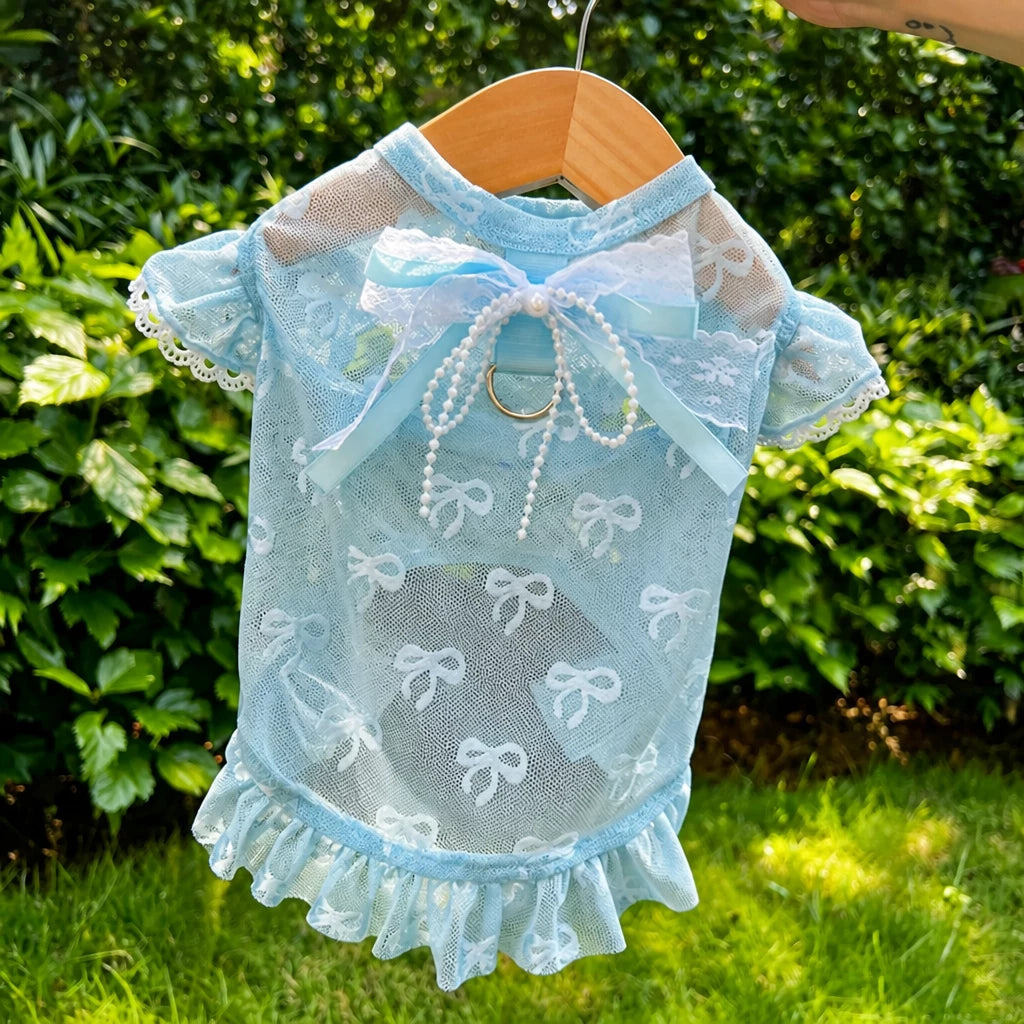 Lightweight Mesh Bow Pet Shirt for Dogs and Cats