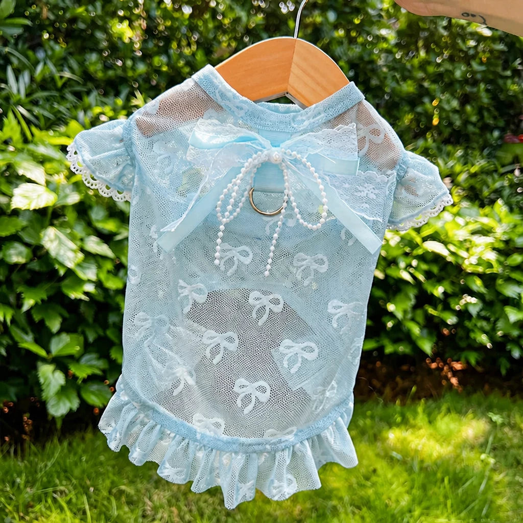 Lightweight Mesh Bow Pet Shirt for Dogs and Cats
