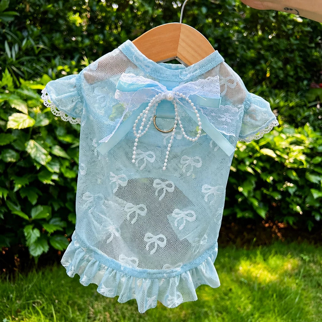Lightweight Mesh Bow Pet Shirt for Dogs and Cats