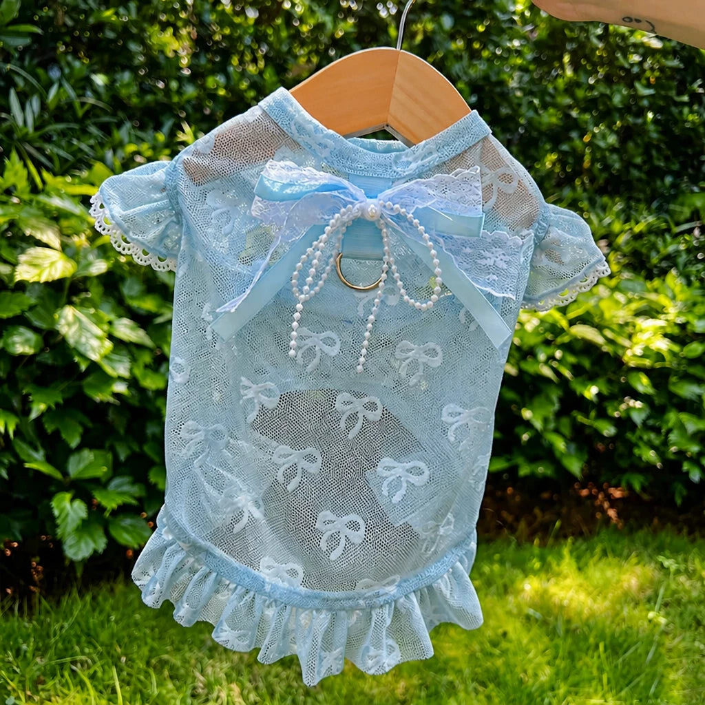Lightweight Mesh Bow Pet Shirt for Dogs and Cats