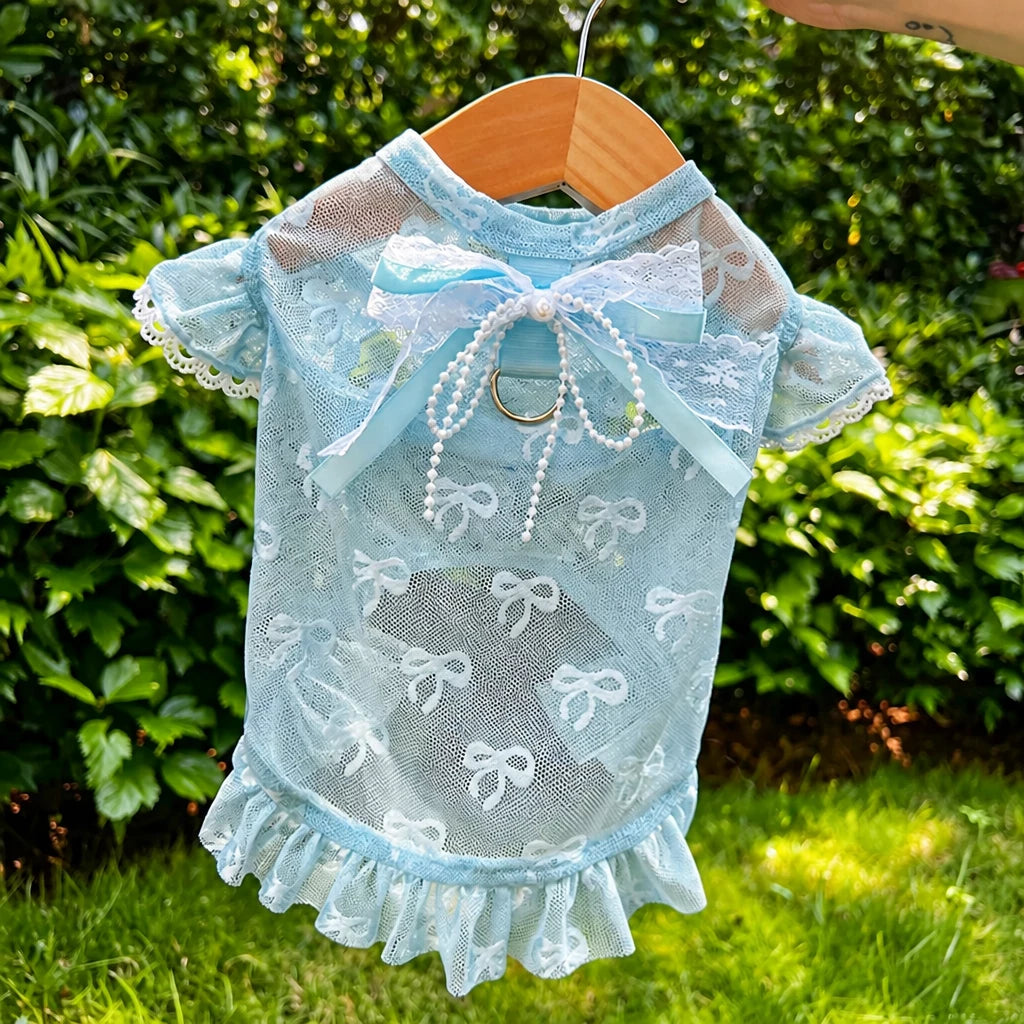 Lightweight Mesh Bow Pet Shirt for Dogs and Cats