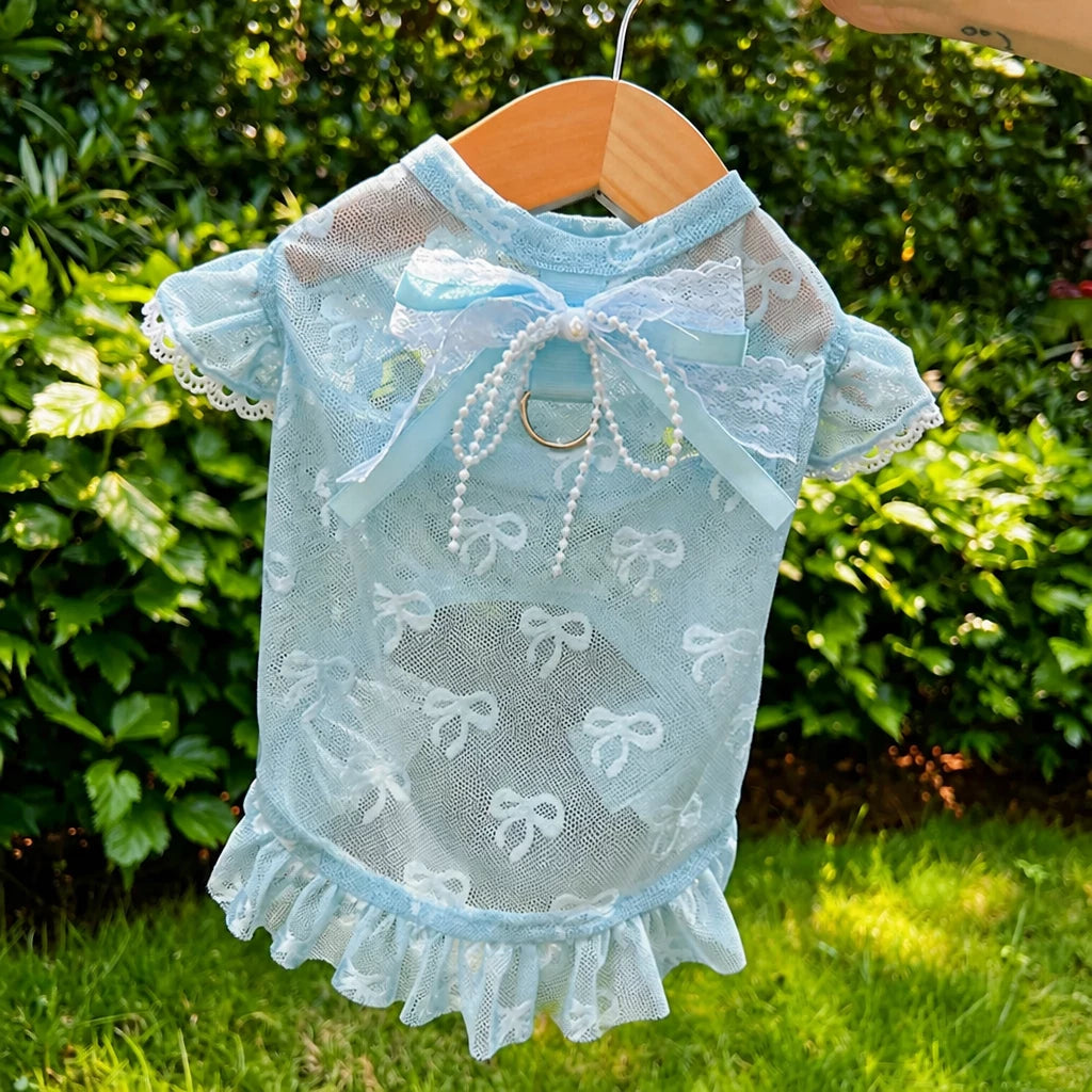 Lightweight Mesh Bow Pet Shirt for Dogs and Cats