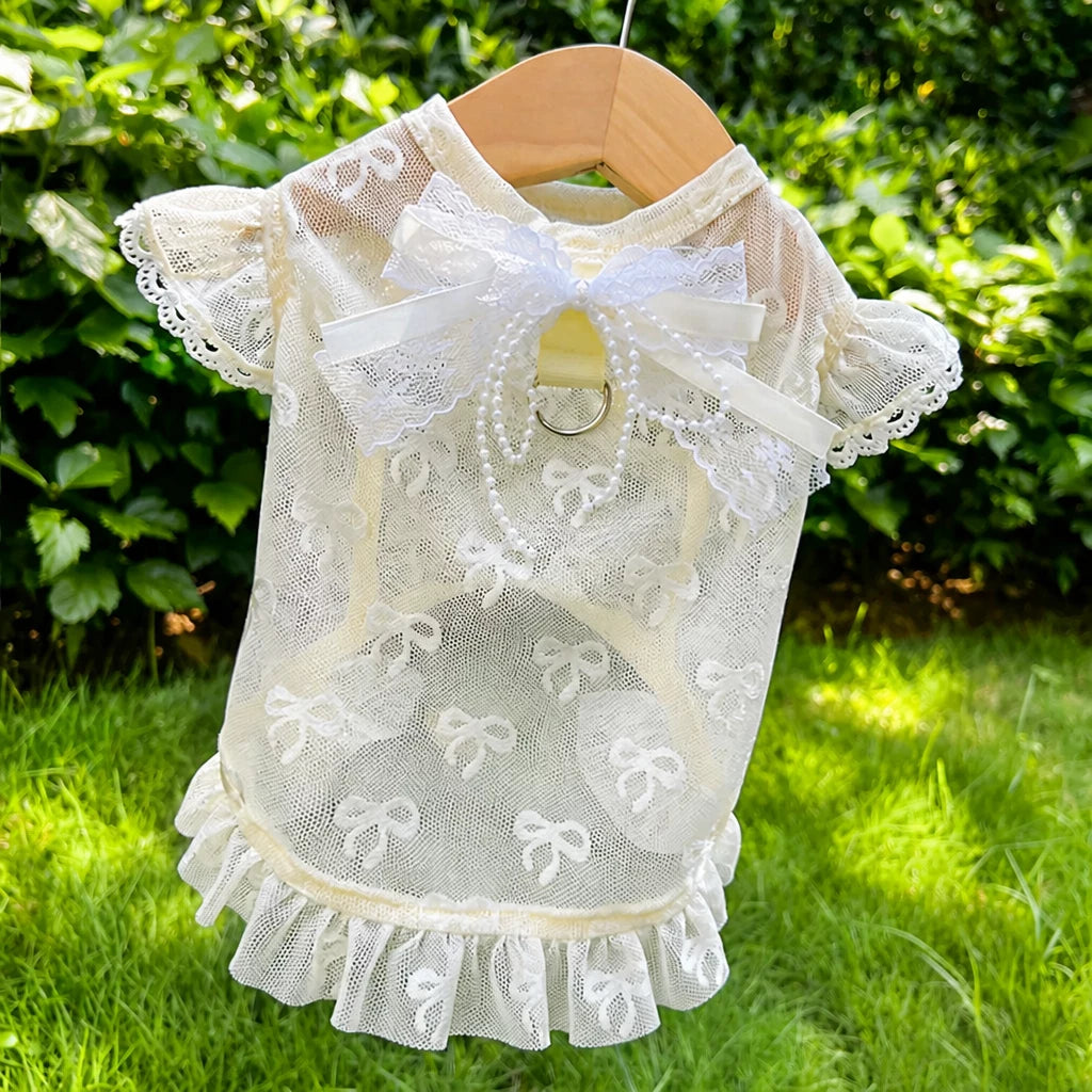 Lightweight Mesh Bow Pet Shirt for Dogs and Cats
