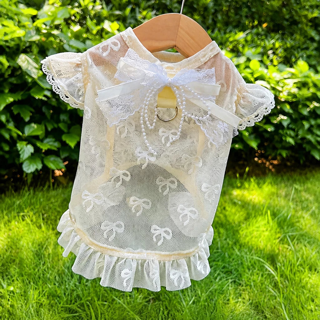 Lightweight Mesh Bow Pet Shirt for Dogs and Cats