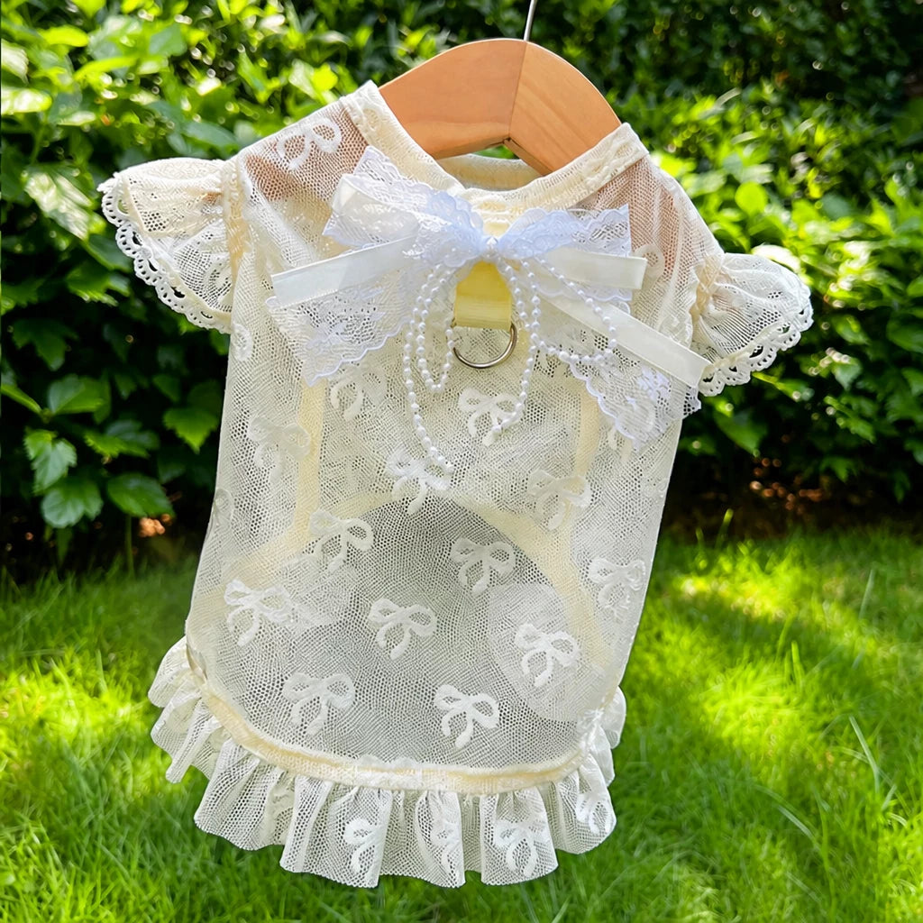 Lightweight Mesh Bow Pet Shirt for Dogs and Cats
