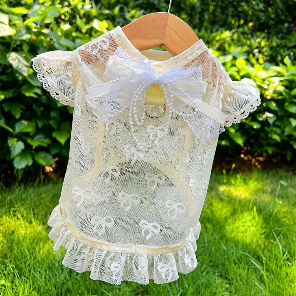 Lightweight Mesh Bow Pet Shirt for Dogs and Cats