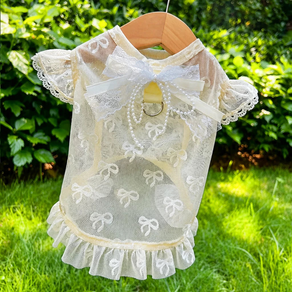 Lightweight Mesh Bow Pet Shirt for Dogs and Cats