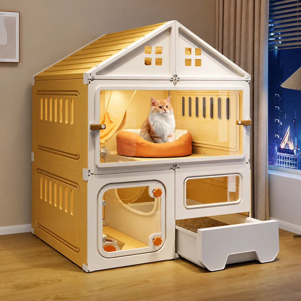 Multi-Level Covered Cat Condo for Cats