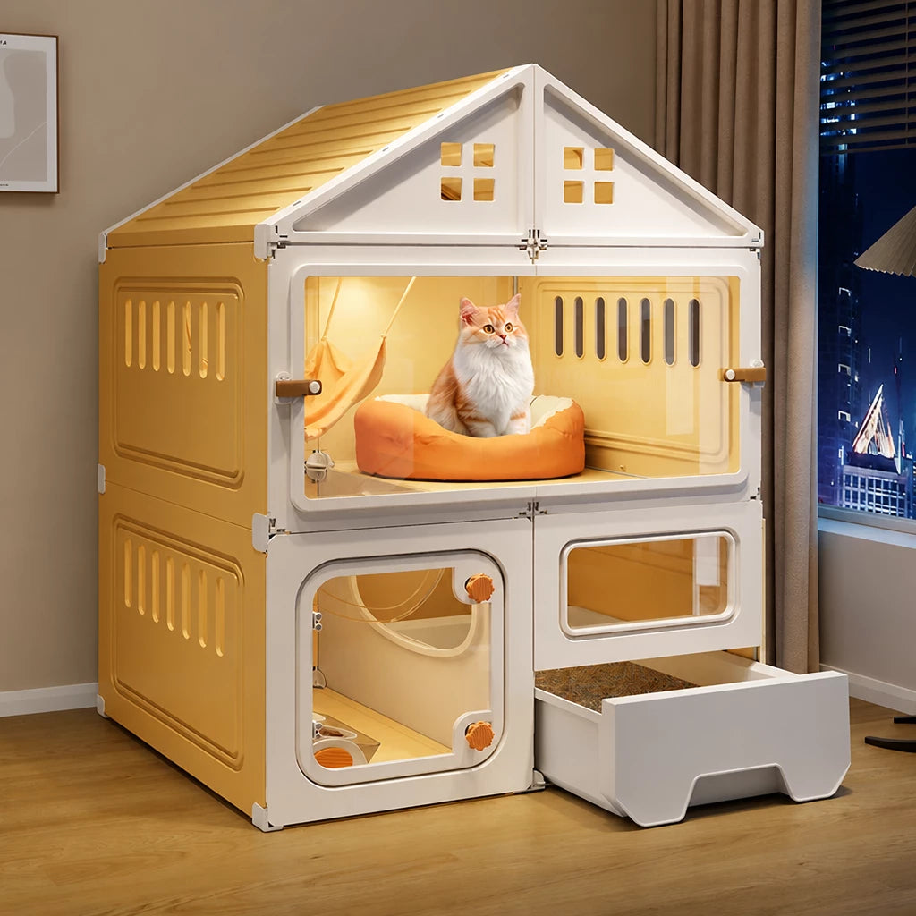 Multi-Level Covered Cat Condo for Cats