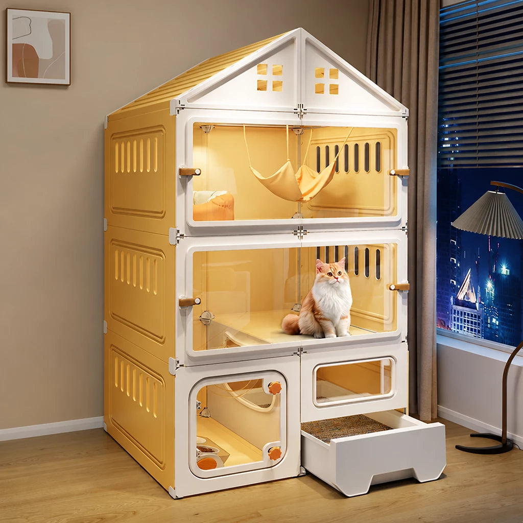 Multi-Level Covered Cat Condo for Cats