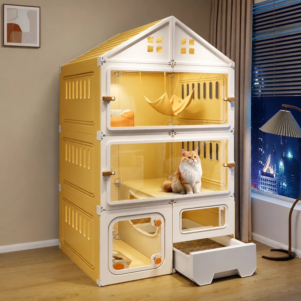 Multi-Level Covered Cat Condo for Cats