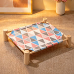 Elevated Cat & Small Pet Bed with Solid Wood Frame