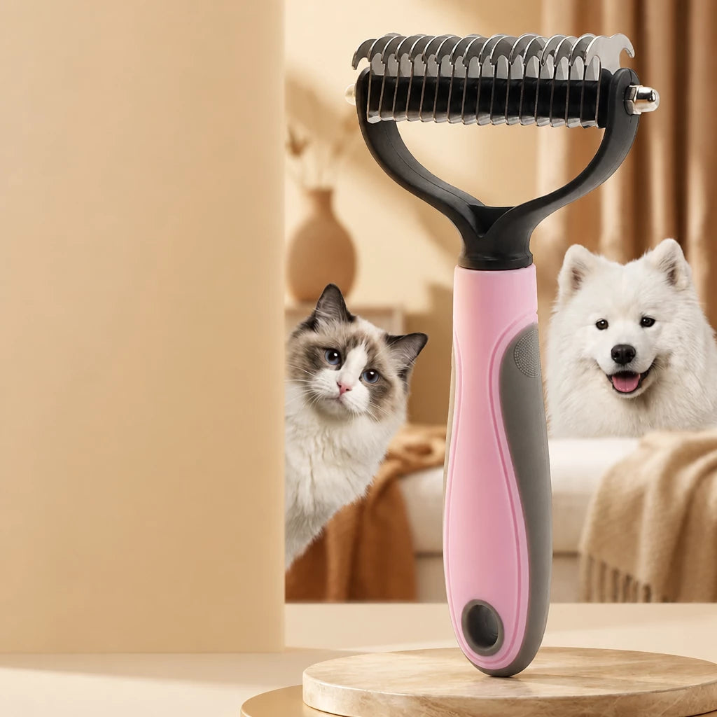 Double-Sided Dematting & Grooming Brush for Dogs and Cats