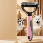 Double-Sided Dematting & Grooming Brush for Dogs and Cats