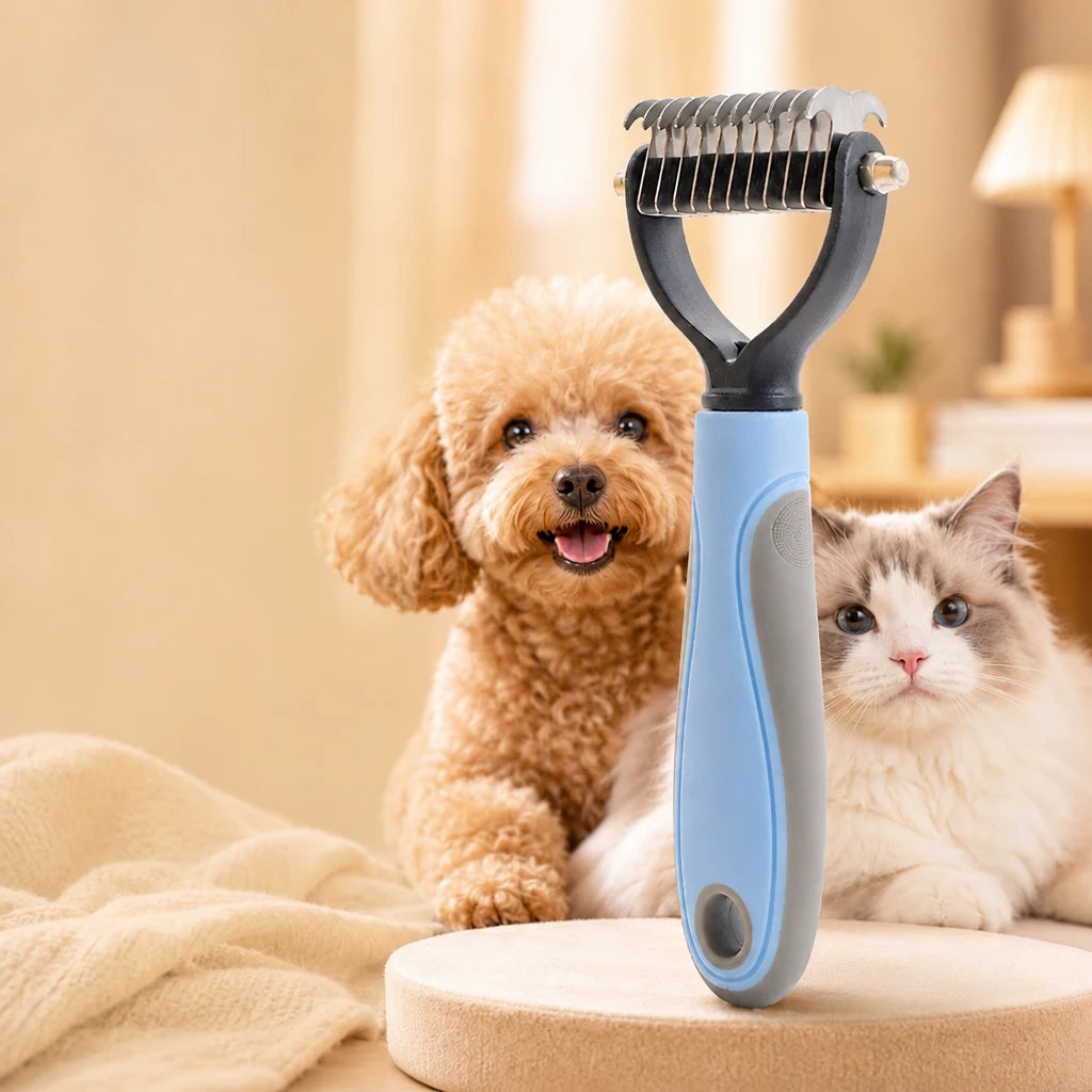 Double-Sided Dematting & Grooming Brush for Dogs and Cats