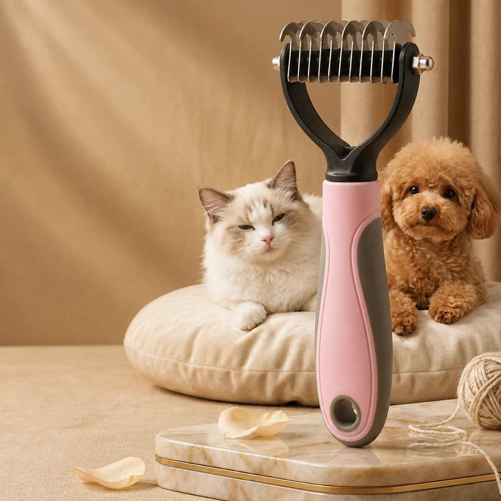 Double-Sided Dematting & Grooming Brush for Dogs and Cats