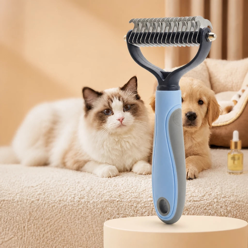 Double-Sided Dematting & Grooming Brush for Dogs and Cats