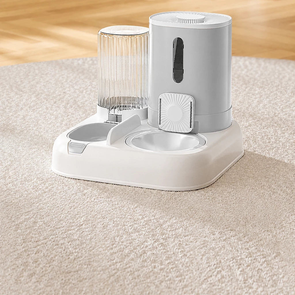 Automatic Pet Feeder with Separate Food and Water Bowls