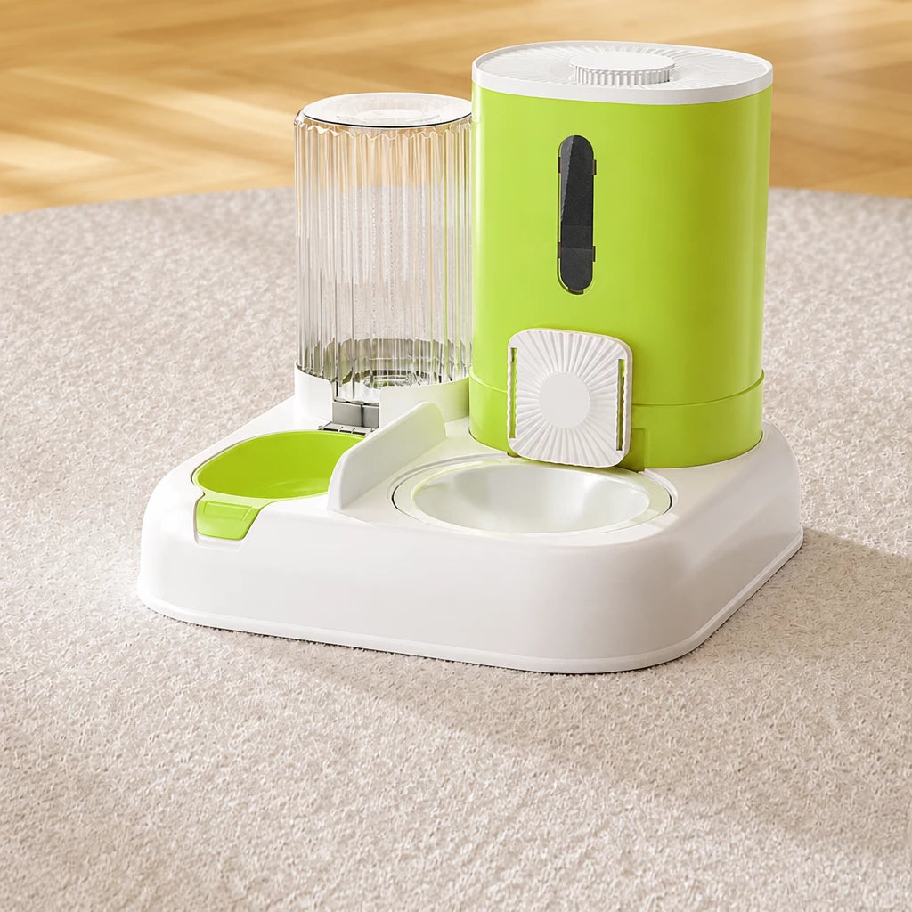 Automatic Pet Feeder with Separate Food and Water Bowls