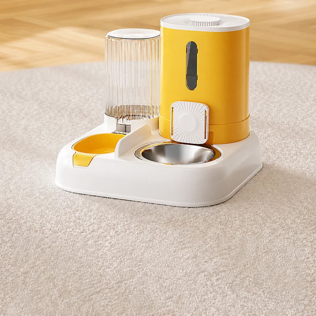 Automatic Pet Feeder with Separate Food and Water Bowls