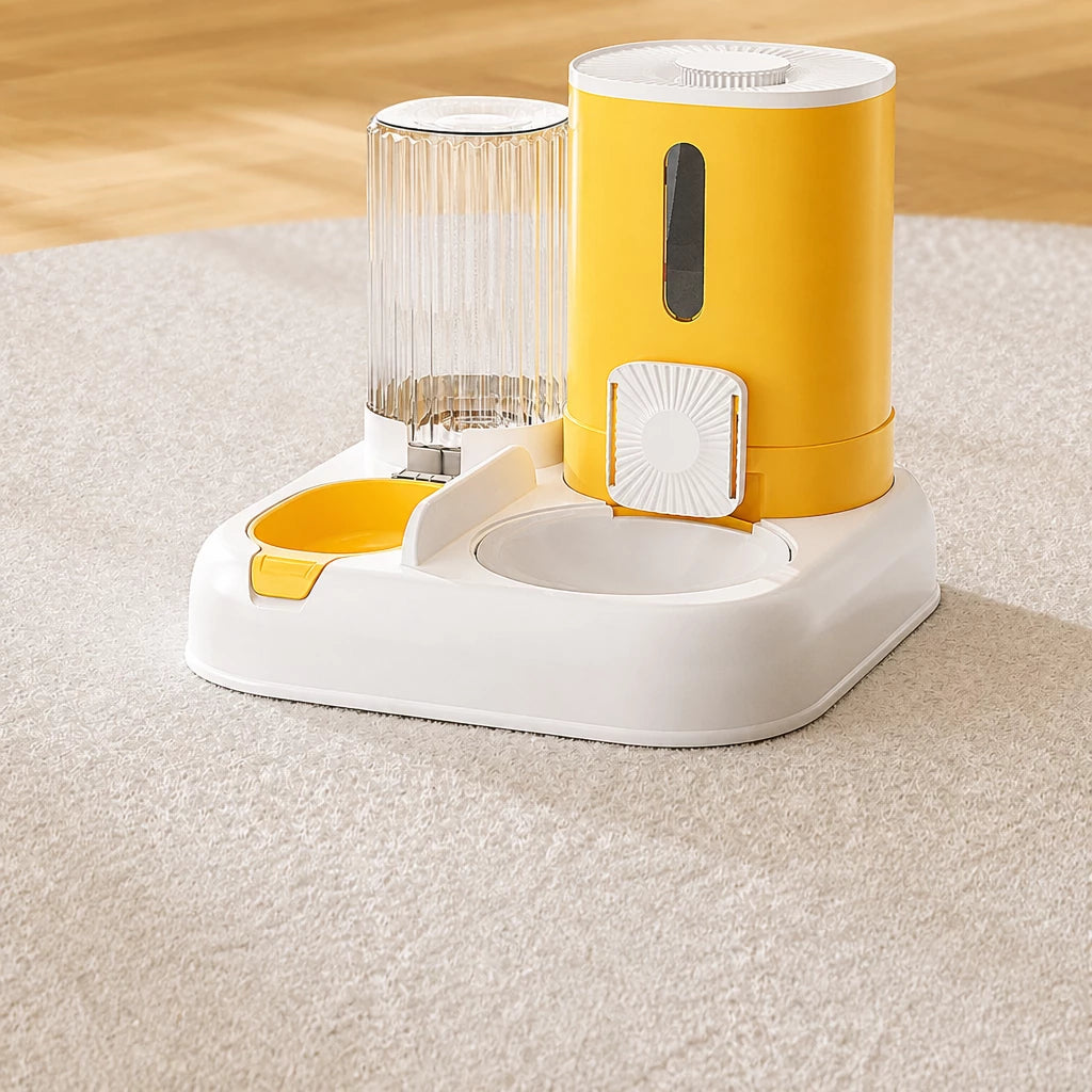 Automatic Pet Feeder with Separate Food and Water Bowls