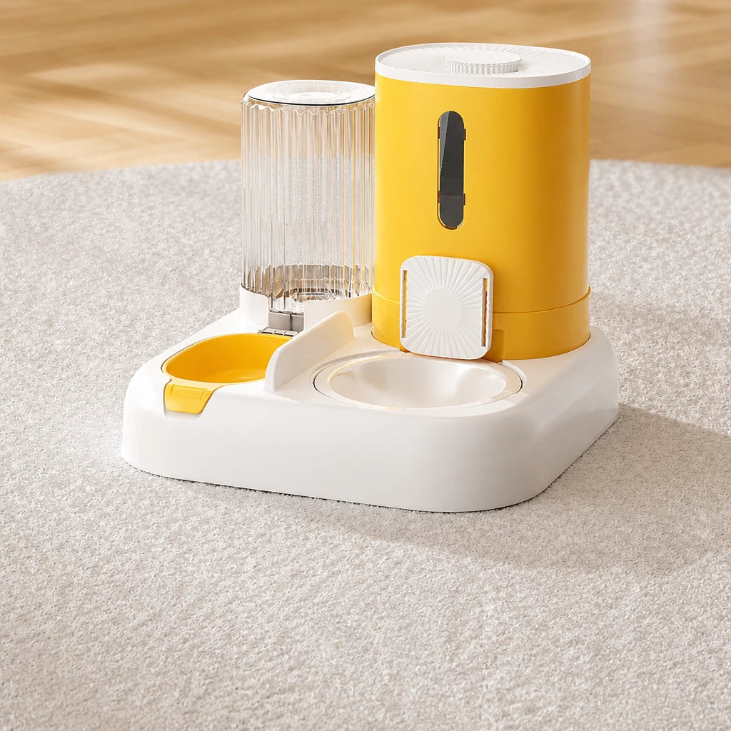 Automatic Pet Feeder with Separate Food and Water Bowls